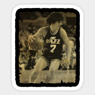Pete Maravich - Vintage Design Of Basketball Sticker